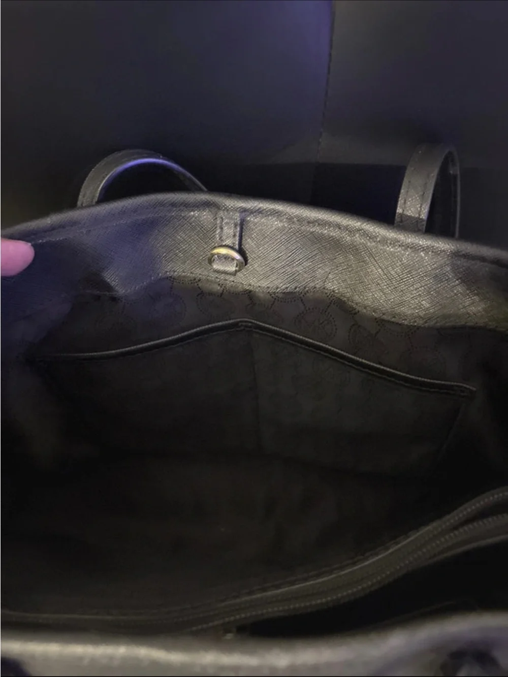 Michael Kors Black Leather Tote with Gold Logo Charm